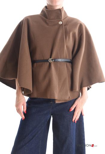 Cape 3/4 sleeve with buttons with belt Rollneck - ph 1