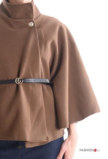 Cape 3/4 sleeve with buttons with belt Rollneck - ph 4