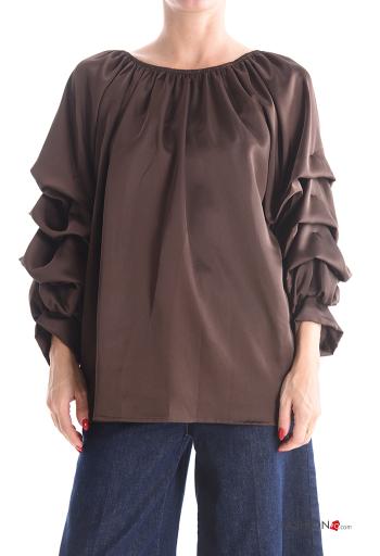 Blusa raso con balze con elastico