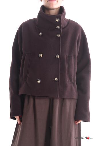 Cappotto maniche lunghe a collo alto con bottoni