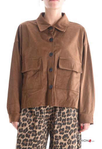 Cappotto maniche lunghe con colletto con bottoni con tasche