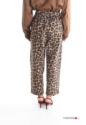 Pantalone in Cotone Fantasia animalier con tasche con elastico - ph 2