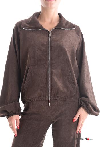 Sweatshirt à collet avec fermeture éclair avec élastique avec poches - ph 1