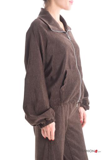 Sweatshirt à collet avec fermeture éclair avec élastique avec poches - ph 3