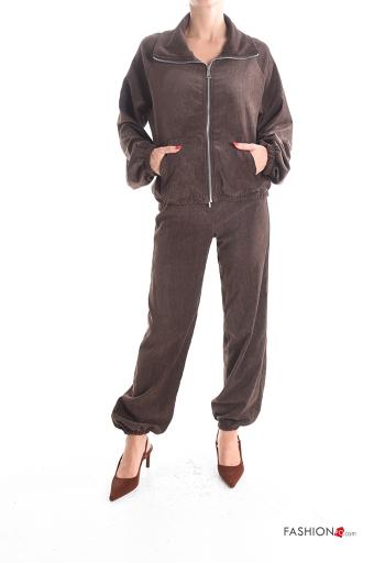 Sweatshirt à collet avec fermeture éclair avec élastique avec poches - ph 5