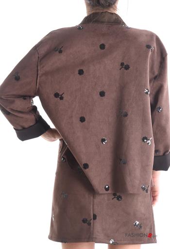 Giacca maniche lunghe girocollo con paillettes con tasche - ph 2