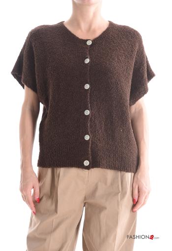 Cardigan in Misto Lana maniche corte girocollo con bottoni