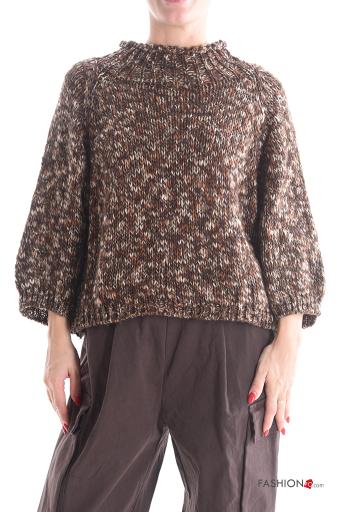 long sleeve crew neck Wool Mix Sweater - ph 1