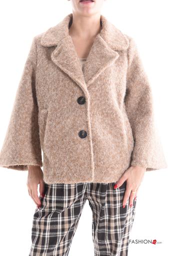 Cappotto maniche lunghe senza fodera con bottoni con tasche