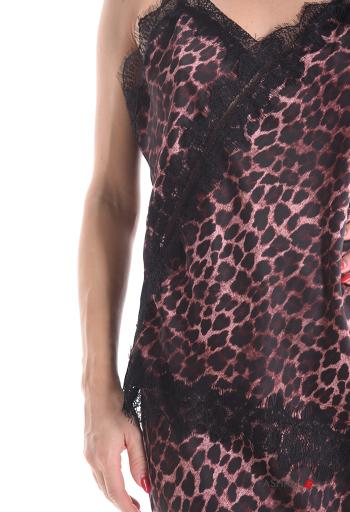 Top pizzo scollato sulla schiena asimmetrico senza maniche raso Fantasia animalier - ph 4