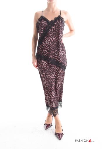 Top pizzo scollato sulla schiena asimmetrico senza maniche raso Fantasia animalier - ph 5