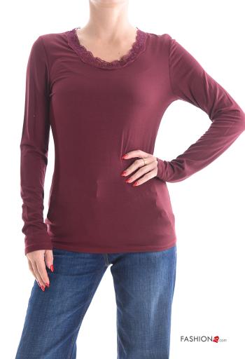 Maglietta a manica lunga pizzo girocollo - ph 1