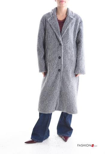 Abrigo manga larga largo con bolsillos con botones con forro - ph 1