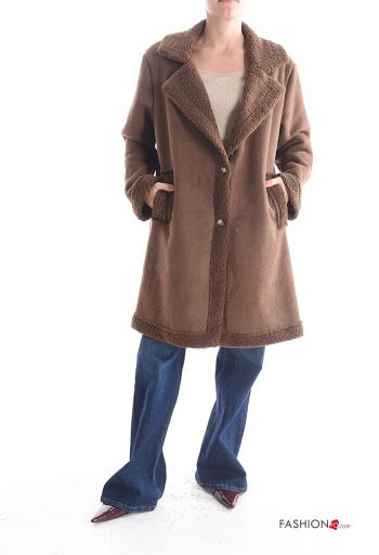 knee-length Coat with buttons with pockets - ph 1