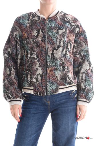 Embroidered long sleeve Bomber Jacket with zip with elastic with lining with pockets - ph 1