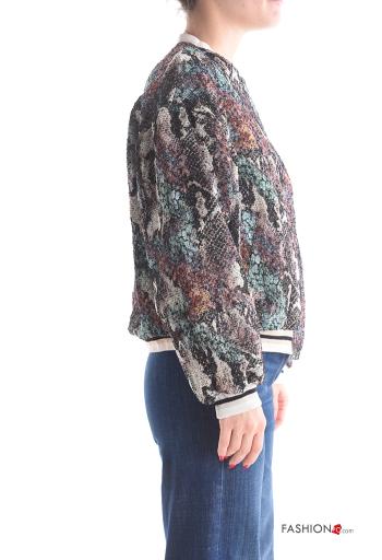 Embroidered long sleeve Bomber Jacket with zip with elastic with lining with pockets - ph 3