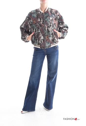 Embroidered long sleeve Bomber Jacket with zip with elastic with lining with pockets - ph 5