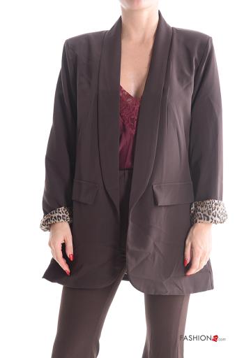Blazer maniche lunghe Fantasia animalier con fodera