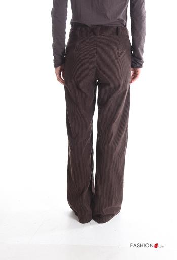 Pantalone lungo in velluto costine con tasche con bottoni con zip - ph 2