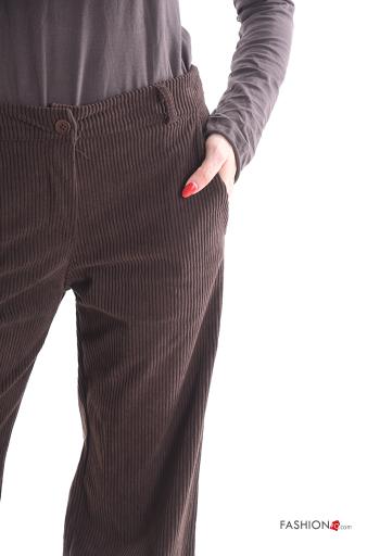 Pantalone lungo in velluto costine con tasche con bottoni con zip - ph 4