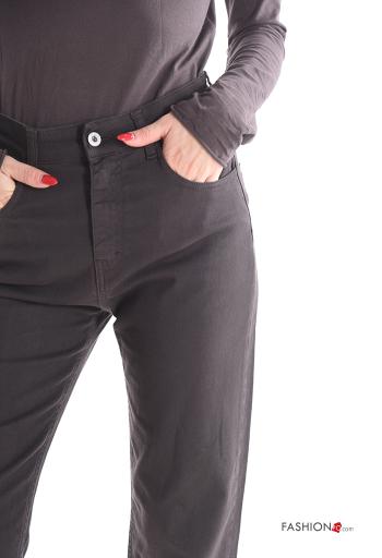 high waist Cotton Trousers with buttons with zip with pockets - ph 4