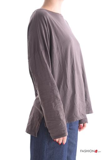 T-shirt à manches longues en Coton oversize col rond - ph 3