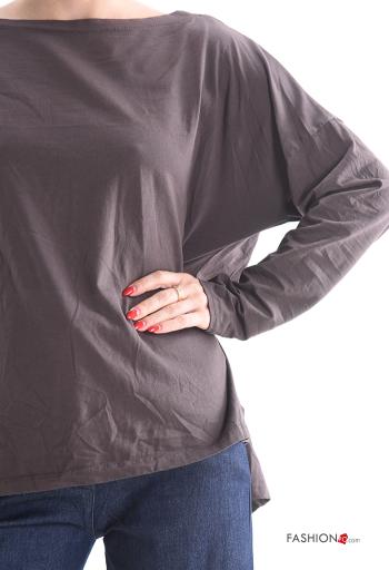 T-shirt à manches longues en Coton oversize col rond - ph 4