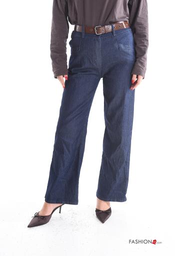 Pantalone in Cotone con cintura con zip con tasche con bottoni