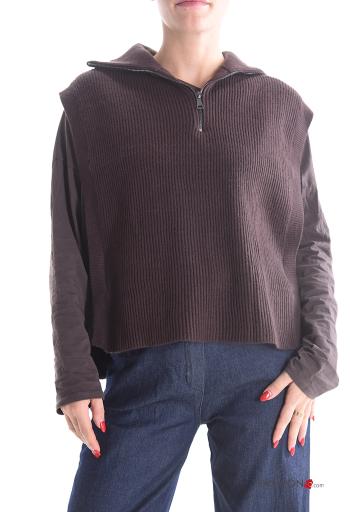 Smanicato costine con colletto con zip