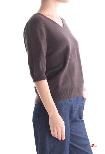 Pull à col en V manches à trois-quarts - ph 3