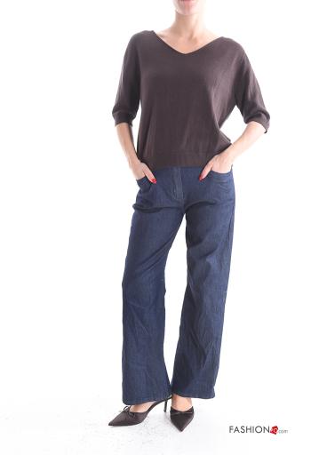 Pull à col en V manches à trois-quarts - ph 5