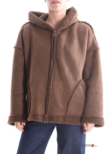 Cappotto senza fodera con tasche con zip con cappuccio - ph 1