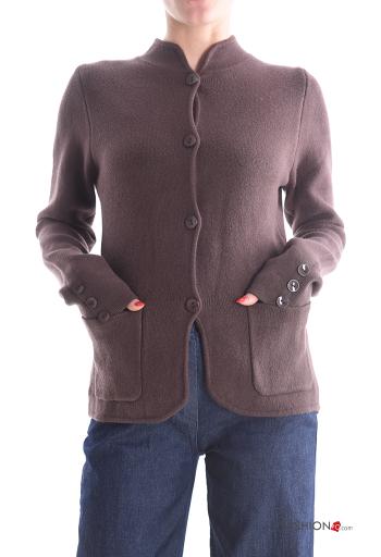 Gilet manches longues à boutons avec poches