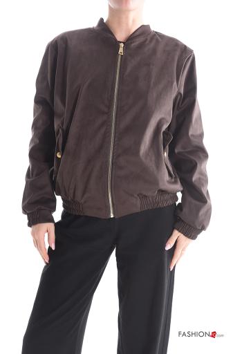 Bomber manches longues avec fermeture éclair avec doublure avec poches - ph 1