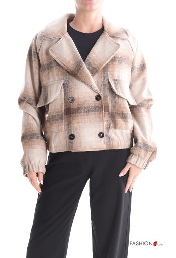 Cappotto maniche lunghe Fantasia tartan con bottoni con fodera - ph 1