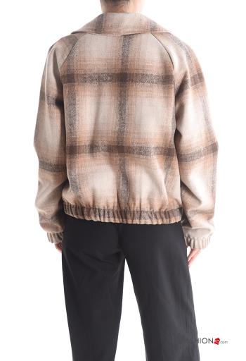 Cappotto maniche lunghe Fantasia tartan con bottoni con fodera - ph 2