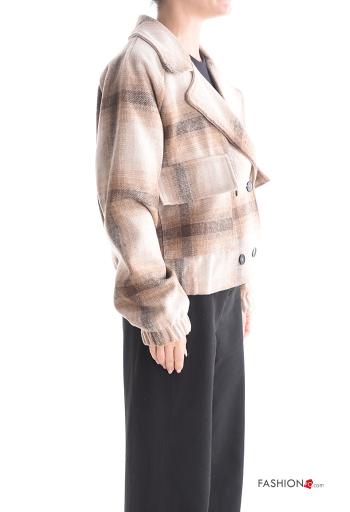 Cappotto maniche lunghe Fantasia tartan con bottoni con fodera - ph 3