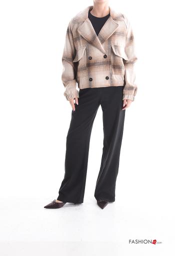 Cappotto maniche lunghe Fantasia tartan con bottoni con fodera - ph 5