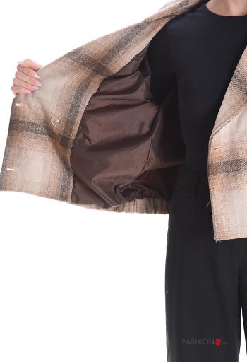 Cappotto maniche lunghe Fantasia tartan con bottoni con fodera - ph 6