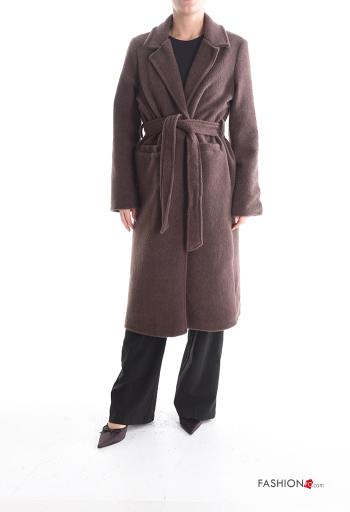 Casaco manga comprida longo com cinto com forro - ph 1