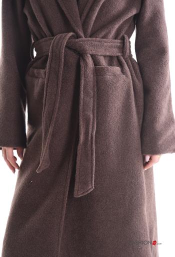 Casaco manga comprida longo com cinto com forro - ph 4