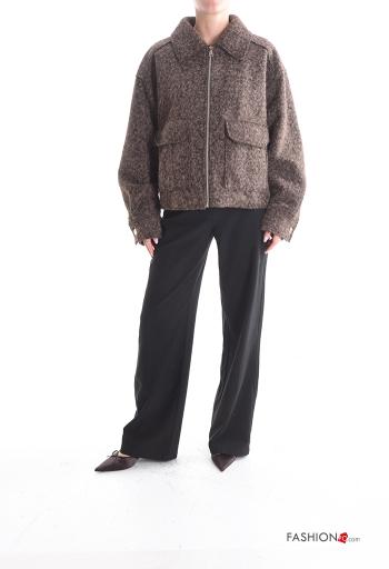 Casaco manga comprida com gola com bolsos com fecho - ph 5