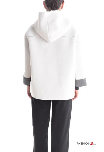 Cappotto maniche lunghe senza fodera con bottoni con tasche con cappuccio - ph 2