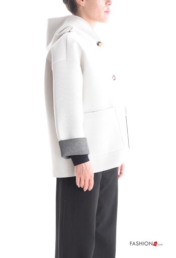 Cappotto maniche lunghe senza fodera con bottoni con tasche con cappuccio - ph 3