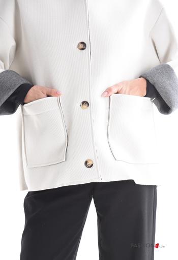 Cappotto maniche lunghe senza fodera con bottoni con tasche con cappuccio - ph 4