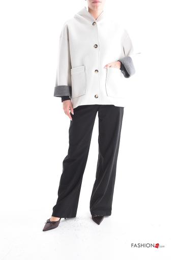 Cappotto maniche lunghe senza fodera con bottoni con tasche con cappuccio - ph 5