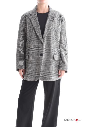Blazer oversize maniche lunghe Fantasia tartan con bottoni con fodera - ph 1