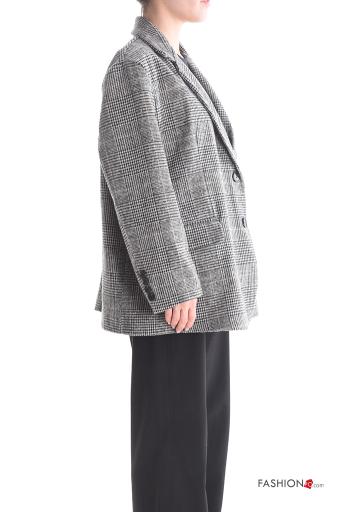 Blazer oversize maniche lunghe Fantasia tartan con bottoni con fodera - ph 3