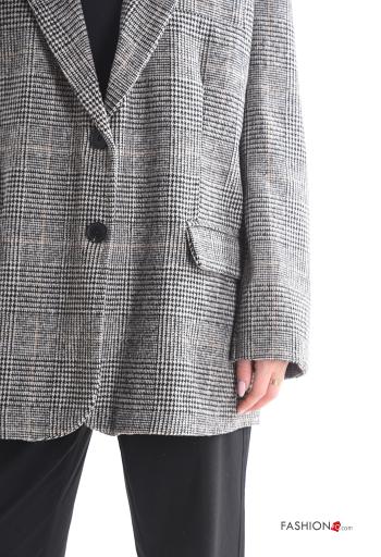 Blazer oversize maniche lunghe Fantasia tartan con bottoni con fodera - ph 4