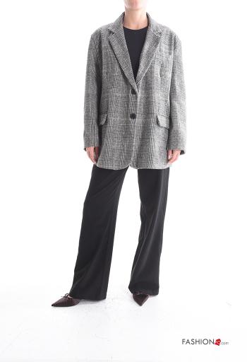 Blazer oversize maniche lunghe Fantasia tartan con bottoni con fodera - ph 5